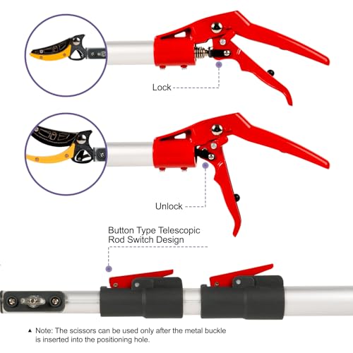 GATTLELIC 4.6-10 Ft Extendable Tree Pruner with Long Reach Pole Saw, Tree Trimmers Long Handle Pruner Cutting up to 1" Diameter, Telescoping Fruit Picker Pole for Tree Branch