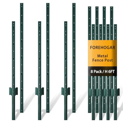 Green Metal Fence Post, Splicing 6 feet, T Post for Garden Fence, 8-Pack - color: Green, size: 6 FT- 8PACK-GREEN SPLICING