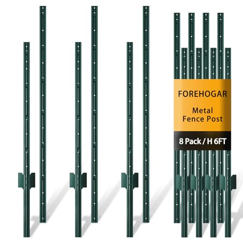 Green Metal Fence Post, Splicing 6 feet, T Post for Garden Fence, 8-Pack - color: Green, size: 6 FT- 8PACK-GREEN SPLICING