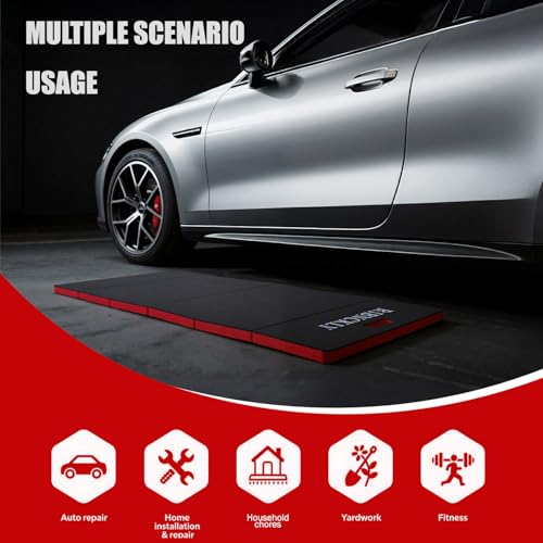 Foldable Mechanic Kneeling Pad, 46.46''x19.29'' Extra Large Creeper Mat for Ground, Waterproof, Oil-Resistant Padded Support for Under Car Maintenance, Garage Floor, and Motorcycle Repair