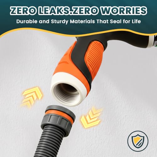 Garden Hose Nozzle,Water Hose Sprayer Thumb Control with 10 Spray Patterns - color: Orange