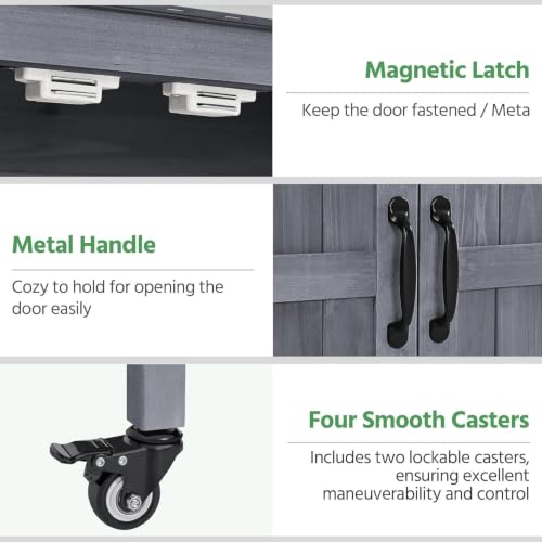 Topeakmart Potting Bench for Outside with Storage Cabinet & Metal Top,Gray - color: Gray