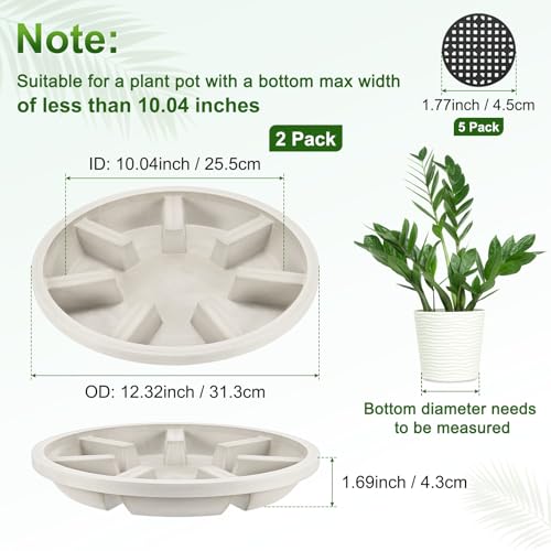 M METERXITY 2-Pack Plant Saucer, 10.04 Inch/25.5 cm Plastic Plant Trays Thicker for Pots/Indoor/Outdoor/Water Drainage and Protection, Flowerpot Drip Tray [Mocha] - color: Mocha