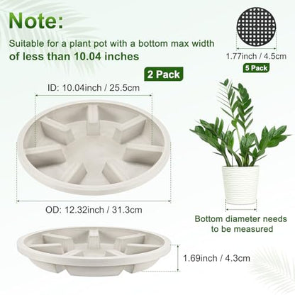 M METERXITY 2-Pack Plant Saucer, 10.04 Inch/25.5 cm Plastic Plant Trays Thicker for Pots/Indoor/Outdoor/Water Drainage and Protection, Flowerpot Drip Tray [Mocha] - color: Mocha