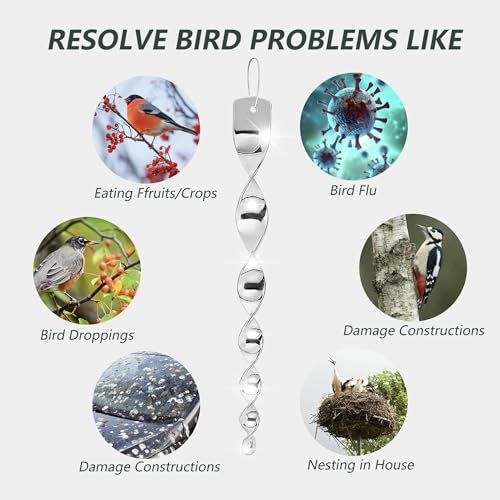 36Pcs Woodpecker Deterrent for House, Wind Driven Rotation Bird Scare Rods, Silver Bird Reflectors to Keep Birds, Woodpeckers, Pigeons Away from House, Outdoor Garden, Patio and Yard - color: 36pcs Silver