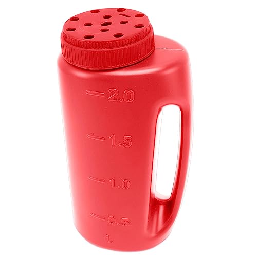VBESTLIFE 1.5L Handheld Spreader, Handheld Fertilizer Spreader, Plastic Hand Held Grass Seed Spreader, Mini Crop Spreading Salt Sowing Pot, ABS Material, Salt Spreader for Snow Ice (Red)