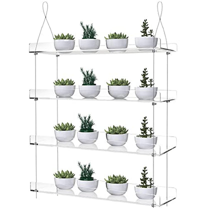 4-Tier Floating Acrylic Plant Shelf – Each Tier 16 Inch Long - color: 4 Tier