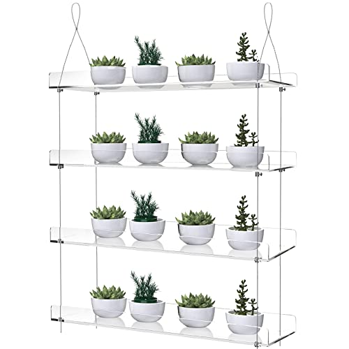 4-Tier Floating Acrylic Plant Shelf – Each Tier 16 Inch Long - color: 4 Tier