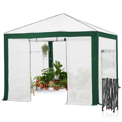 EAGLE PEAK 10x10 Walk in Pop Up Greenhouse, Green/White - color: Green/White, size: 10x10