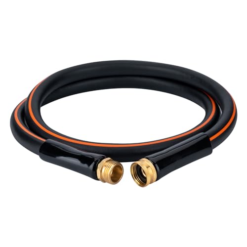 EASTRANS 15ft x 5/8" Black Garden Hose with 3/4" Male to Female Fittings - color: Black and Orange, size: 15FT Male to Female