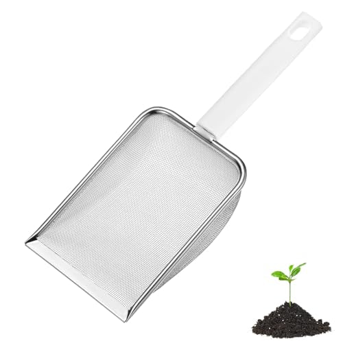 M METERXITY 1-Pack Gardening Soil Sifter, 1 mm Mesh Stainless Steel Portable Gardening Sifter with Plastic Handle for Sand/Dirt/Rock/Compost [White, Milky] - color: White, Milky, size: 1 mm