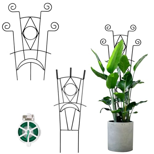 Yhtpouqe Indoor Plant Trellis for Climbing Plants 2 Pack Small Garden Metal Support for Potted Plants Flowers Houseplants for Outdoor - size: 2 Pack