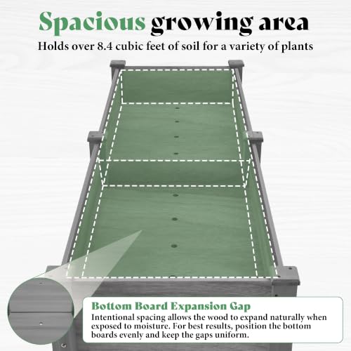 AMERLIFE Raised Garden Bed, 72x24x30 Inches Elevated Wood Planter Box - color: Gray, size: 6x2 FT-Regular