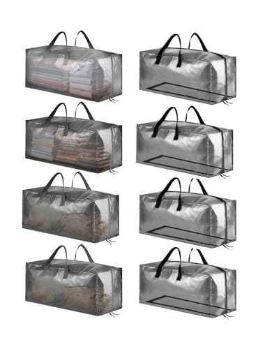 SpaceAid Heavy Duty Moving Bags, Extra Large Storage Totes W/Backpack Straps Strong Handles & Zippers, Alternative to Moving Boxes, Packing & Moving Supplies, Clear (8 Pack) - color: Clear, size: 8 Pack