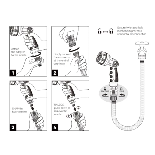 Eden Metal 7-Pattern Hose Nozzle: Thumb Control, Heavy-Duty Zinc Alloy - style: 7-Pattern