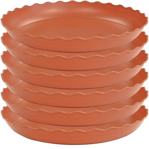 6 Pack Plant Saucer 8 inch, Heavy Duty Plastic Plant Water Tray, Planter Saucers, Flower Pot Tray Water Trays for Plant Pots (Terracotta) - color: Terracotta, size: 8" (6 pack)