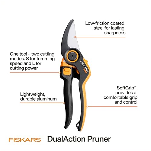 Fiskars DualAction 2-in-1 Bypass Pruners, 1" Cut Capacity Garden Clippers - size: DualAction