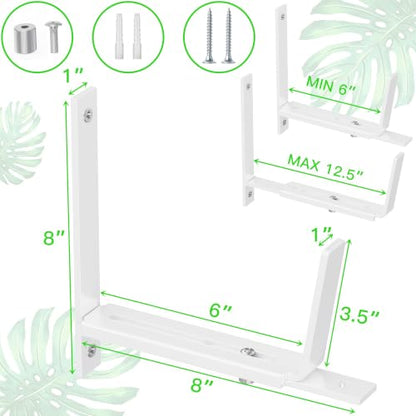 Y&M Adjustable Window Box Brackets 6 Pack, Wall Mount Planter Box Brackets - size: Set of 6- White