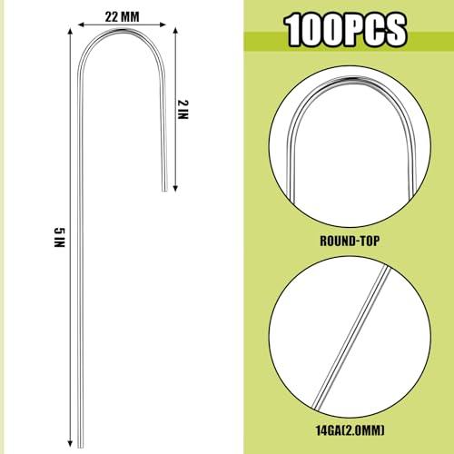 Pelopy 100 Pcs 5/8" Irrigation Drip Tubing Stakes 5 in J-Shaped Landscape Staples Garden Drip Line Stakes Soaker Hose Pins for Lawn Plant Yard Fence Ground Drips Systems, Sliver - size: Hold up to 5/8" Drip Tubing