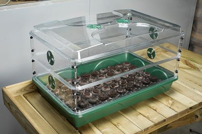 EarlyGrow 24" x 15" x 12.75" Domed Propagator with 2 Height Extenders and Locking Clip Set, Green - size: 2 Side Extenders and Locking Clip Set