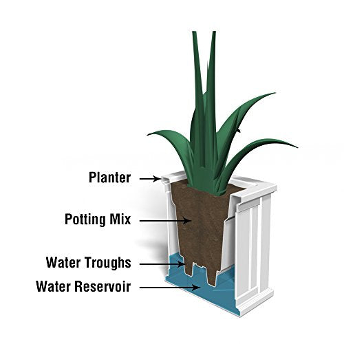 Mayne Cape Cod 14in Square Planter - Graphite Grey - 14in x 14in x 14in - Polyethylene - Built-in Water Reservoir (4836-GRG) - color: Graphite Gray, size: 14in