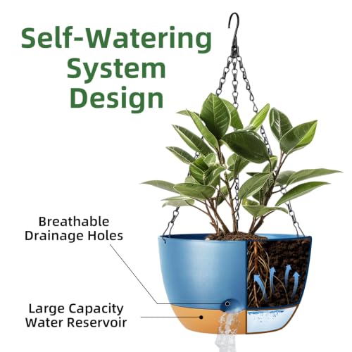 Hanging Planters, 4 Pack, Self-Watering, 7.5 Inch, Blue - color: Blue, size: 7.5 Inch