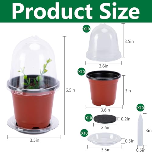 EBaokuup 10 Pack Self Watering Seed Starter Pot, 3 Inch Automatic Watering Plant Nursery Pots with Humidity Dome, Red Self Watering Nursery Pots for Potted Plants Seed Germination - color: 10 Pack-red