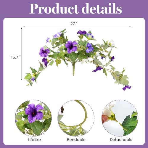 loveMoment Artificial Morning Glory Petunia Silk Flowers for Home Decor - color: Purple White