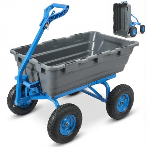 Sekey Garden Dump Cart, 1400 lb Capacity, Towable, 10 in Tires - color: Gray, size: 1400lbs