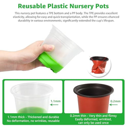MIXC Clear Nursery Pots with Silicone Base, 5-Inch, 30-Pack - color: Green, size: 5 Inch