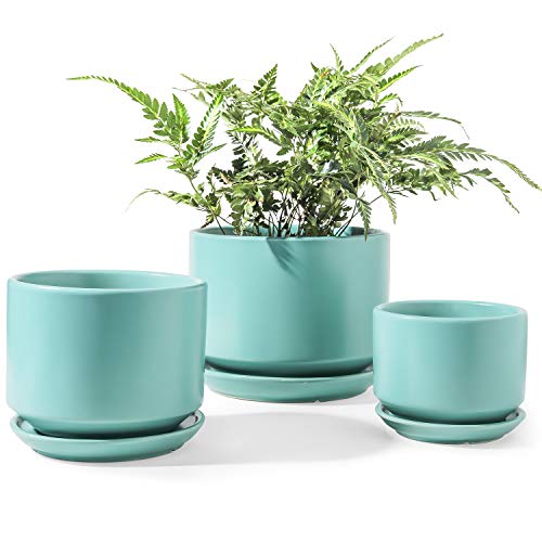 LE TAUCI Ceramic Pots for Plants, 4.3+5.3+6.8 Inch, Set of 3, Turquoise - color: Turquoise, size: 4.3"+5.3"+6.8"