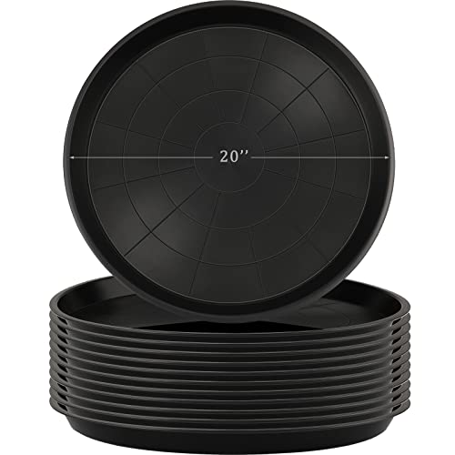 Eccliy 12 Pcs Plastic Plant Saucers Tray, Black, 20 Inch, Round - color: Black, size: 20 Inch, style: Round