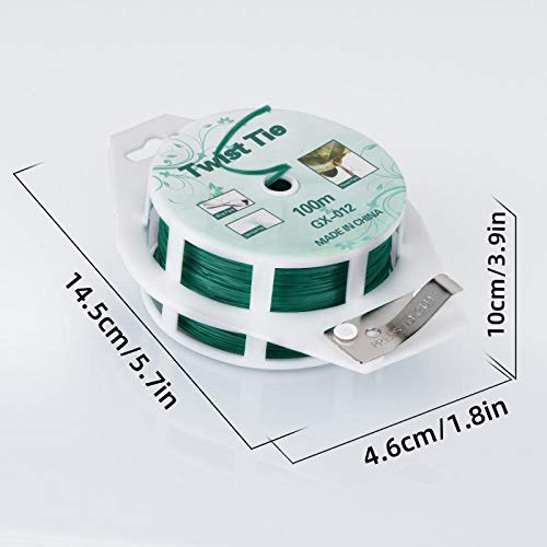 YDSL 328ft (100m) Twist Ties, Green Garden Plant Ties with Cutter for Gardening and Office Organization, Home - color: Green