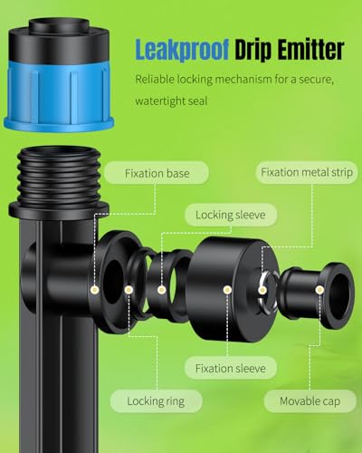 Pawfly 60 Pcs Drip Irrigation Emitters, Drip Emitters Sprinklers with Stake Drip Irrigation System Parts for 1/4 Inch Tubing, Water Flow Irrigation Drippers with Adjustable 360 Degree - size: 60PCS Drip lrrigation Emitter Sprinklers