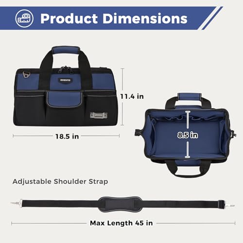 18-Inch Heavy Duty Tool Bag, 22 Pockets Empty Tool Box Organizer Storage, Soft Large Tote Toolbox Organization Portable Handle Carry Drill Toolbag for Handyman Home DIYer, Dad Men Gifts, Blue - color: Blue, size: 18 Inch