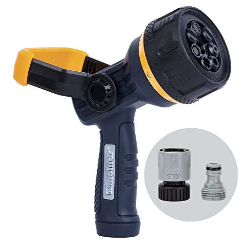 Melnor 65157AMZ Torrent 7-Pattern Hose Nozzle, High-Flow Spray with Metal Core and Flow Control Lever, Heavy-Duty Water Nozzle for Cleaning and Watering, Black, Orange - size: Multi-Pattern, style: Fireman's