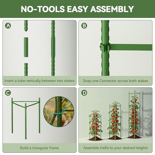 Halatool 8 Pack Tomato Cages for Garden, Up to 48in (4FT) Trellis - color: 8 Pack, size: 48 Inches
