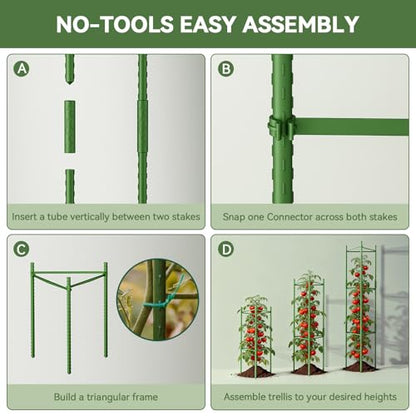 Halatool 8 Pack Tomato Cages for Garden, Up to 48in (4FT) Trellis - color: 8 Pack, size: 48 Inches