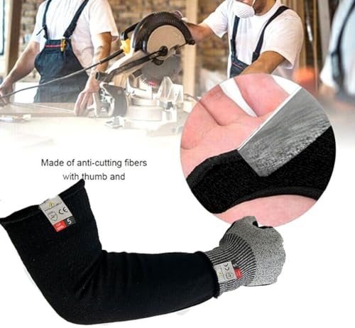 Cut Resistant Nitrile Gloves and Sleeves with EN388 Level 5 Protection - color: Black+grey