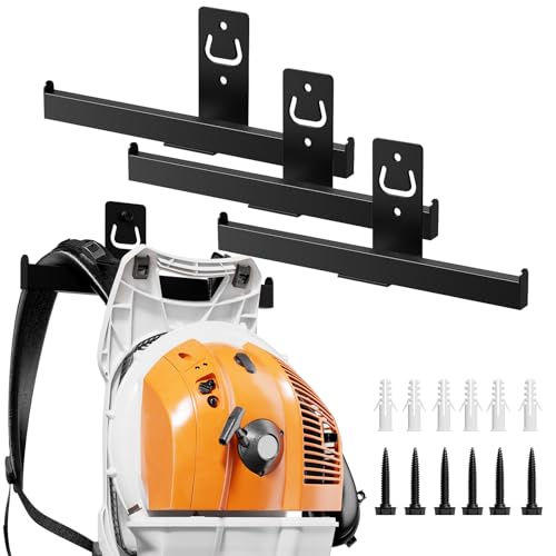 Backpack Leaf Blower Hanger, Heavy Duty Chainsaw Wall Mount, 3 Packs - color: Black 3 Packs