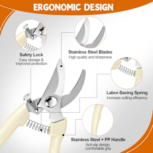 Ainiv 2Pack Pruning Shears, Professional Flower Clippers, Lightweight