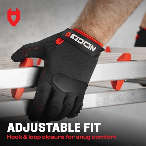 NoCry Heavy Duty Work Gloves for Men with Reinforced Palm and Non-Slip Grip - size: Large, style: Pro