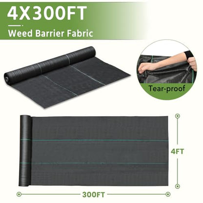 Pattiumo Weed Barrier Fabric 4x300FT Landscape Fabric 3.2oz Weed Barrier Fabric Heavy Duty for Landscaping Fabric Garden Fabric Weed Barrier Weed Blocker Garden Bed Cover, Commercial Driveway - size: 4X300 FT
