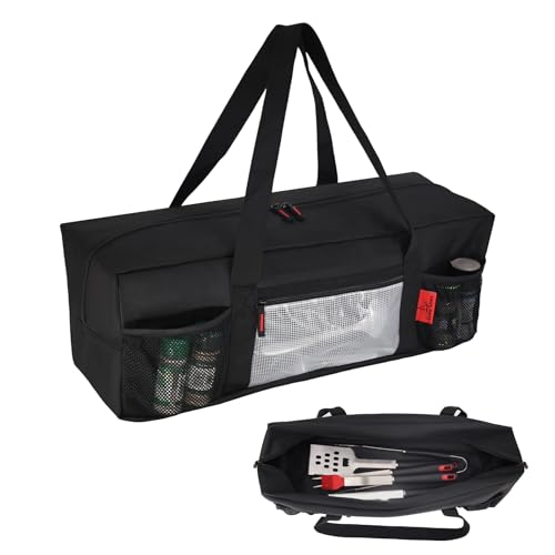 Extra Thick 24" Storage Bag Grill Tool Organizer Pro, BBQ Tool Heavy Duty Bag with Pockets, Double Layer 600D Oxford Cloth Waterproof (2X Thickness), Camping, Tailgating, BBQ Party Gift - style: (2x Thickness)(24" Lx8 Wx8 H)