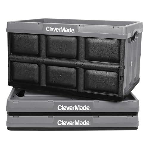 CleverMade Collapsible Storage Bins, 62L 3 Pack, 100 lb Stackable, Stone - color: Stone, size: 62l - 3 Pack