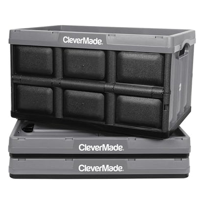 CleverMade Eco 62L Collapsible Storage Bin, Stone, 3 Pack - color: Stone, size: 62l - 3 Pack