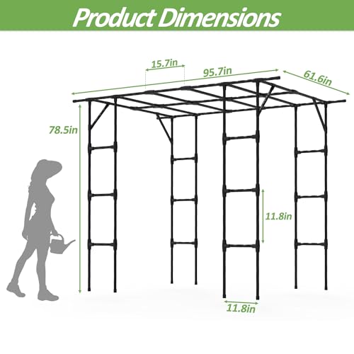 Grape Vine Trellis,Heavy Duty Metal Plant Support Trellis-96L*62W*79H in - size: 95.7（L）*61.6(W)*78.5(H) in