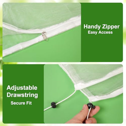 Jevrench 2-Pack 8 x 8 ft Garden Netting Bags with Zipper and Drawstring - size: 8 x 8ft – 2 Pack