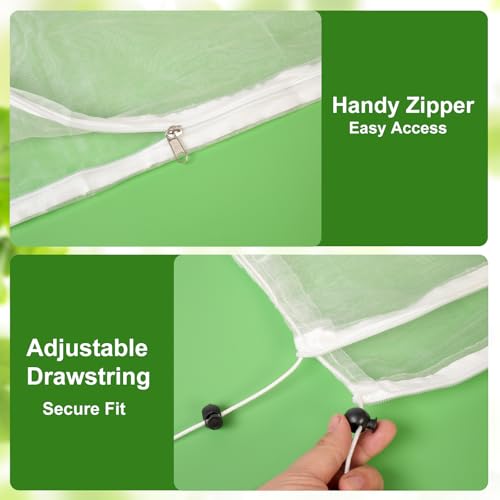 Jevrench 1-Pack 8 x 8 ft Garden Netting Bags with Zipper and Drawstring - size: 8 x 8ft – 1 Pack