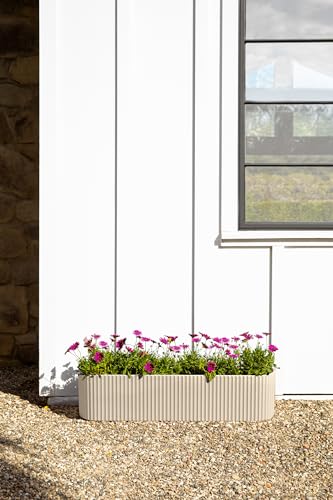 Veradek Demi Series Window Box Planter - Round Outdoor Planter - color: Sand, size: 36 inch